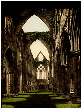 Wales. Monmouth. Tintern. Abbey Looking West.  Vintage Photochrome by P. picture