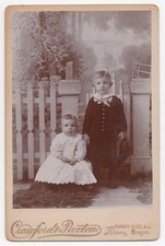 BOY & CUTE BABY CABINET PHOTO #1 Pre1905 Antique ALBANY OREGON Crawford & Paxton picture