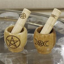 Carved Wooden Tarot Crusher Triple Moon Goddess Pentagram Wicca Altar Propellers picture