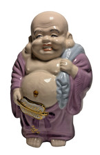 Vintage Laughing Smiling Ceramic Buddha Statue Figurine Signed Bogie '03 picture