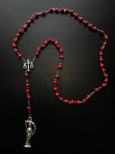 Santa Muerte Rosary / Red wood beads/ Rose scented / Handmade / ) picture