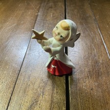 Vintage Ceramic Figurine 4” Angel Figurine With Golden Star picture