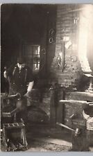 BLACKSMITH SHOP INTERIOR real photo postcard rppc RARE VIEW 1910 horseshoe anvil picture