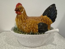 Hen on Nest Large Soup Tureen Olfair Portugal Majorica - PERFECT picture