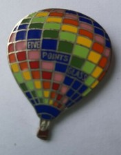 Vintage 1980s Five Points Glass Advertising Hot Air Balloon Festival Pin Pinback picture