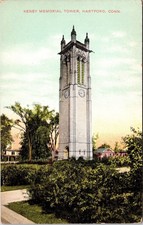 Keney Memorial Tower Hartford Connecticut Street View Clock UNP Vintage Postcard picture