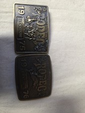 Vintage  1975- 1976 Hesston NFR Belt Buckle Lot Inaugural  1st & 2nd Edition picture