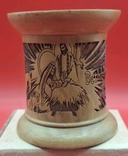 Vintage Handmade Birth Of Jesus Bethlehem Olive Wood Votive Candle Holder  picture