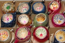 Lot VTG Glass Pictured FLOWER Indent BALL DROP Christmas Ornaments Poland CHOOSE picture