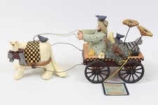 1999 Williraye Studio WW2741 Cat Pulling Garden Cart Girl Birds picture