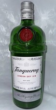 Tanqueray London Dry Gin 1 L Empty Green Glass Bottle W/ Cap & Red Wax intact picture