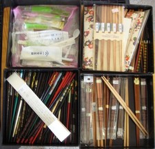 Vintage Japanese Jubako 4 Tiered Stackable Box FILLED WITH CHOPSTICKS picture