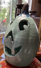 HALLOWEEN PUMPKIN FACE, by BILLY JOE CRAVEN, CERAMIC/POTTERY, 10” tall picture