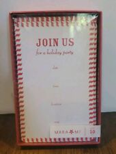 Vintage Holiday Christmas Party Mara Mi Invitations New In Box 10 ct Red & White picture