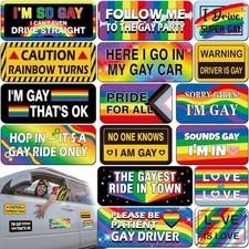 16PCS Funny Pride Gay Car Bumper Magnets Bulk Magnetic Rainbow Decals Decorat... picture