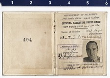 1946 Palestine Press Card for Associated Press Photographer Thomas Fitzsimmons picture