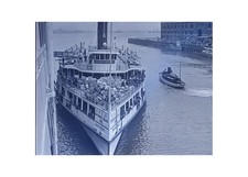 1921 Boston Immigrants Mayflower Steamer Police Boat Glass Plate Negative OOAK picture