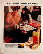1971 Raleigh Cigarettes Vintage Print Ad Scrabble Couple Louisville KY picture