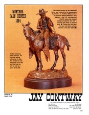 1984 JAY CONTWAY BRONZE ART GALLERY EXHIBIT AD COWBOY SCULPTURE ART EXHBIT AD picture