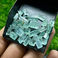 Natural Nigerian Emerald Pencil Rough Lot, 50 Ct, 29 Pcs, 6 - 14 mm Green Beryl picture
