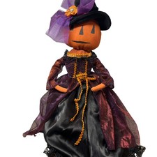 2014 Retired Halloween Whimsical Pumpkin Face Witch Shelf Sitter Doll picture