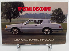 Vtg 1984 Mercury Cougar Dealer New Car Advertisement Sales Card picture