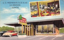 La Grange IL Illinois Shamrock Drive In Roadside Restaurant Vtg Postcard G32 picture