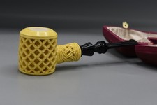Ornate Poker Pipe New block Meerschaum Handmade W  Case#1661 picture