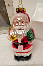 Vintage 1998 Christmas Santa Blown Glass Ornament Original Box picture