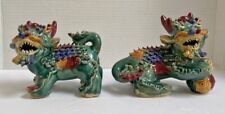 WUCAI POTTERY FOO DOGS PAIR, VINTAGE picture
