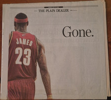 The Plain Dealer Newspaper July 9, 2010 LeBron James Gone Cover Cavaliers picture