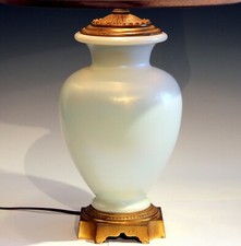 Antique Steuben Glass Ivrene Aurene Iridescent Vase Lamp Art Deco Gilt Bronze picture