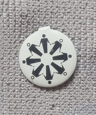 Circle of People Holding Hands Pinback Black White Vintage picture