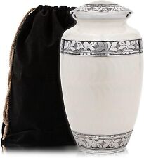 Cremation Urn for Adult Human Ashes - White with Velvet Bag picture