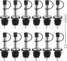 12PCS Stainless Steel Bottle Pourers, Liquor Pour Spouts Set with Caps Pourers picture
