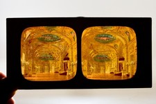 Throne Room Luxembourg Palace - 1860s French Tissue Stereo View Card - 7x3⅜
