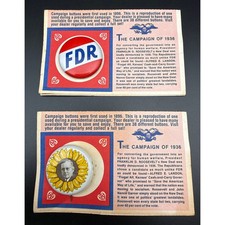 Vintage American Oil Co 1936 Presidential Campaign Buttons FDR & Landon 2pc Set picture