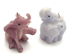 Two Vintage Small Elephant Candles-Pink 3.75