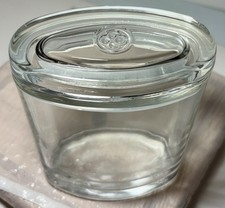 VTG COLONIAL CAPE COD OVAL CLEAR GLASS CONTAINER W/SEAL LID picture