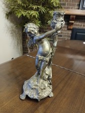 Vintage/Antique Bronze Cherubs Candle Holder Candlestick Putti with Patina picture