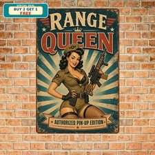 Sexy Military Girl Funny Metal Sign Retro Pinup Army Garage Wall Decor picture
