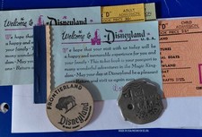 RARE Disney Lot Pirates Caribbean Piece of Eight, 1962 Ticket Books, Wood Nickel picture