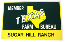 Vintage Texas Farm Bureau AFBF Member Agricultural Sign Fantastic Condition B2 picture