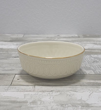 Lenox Porcelain Accent Bowl With Gold Trim - Embossed Beaded Sides - Round picture