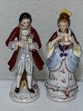 VTG Orion Made In Occupied Japan Porcelain Victorian Couple Set 10” Figurines picture
