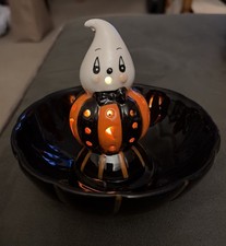Johanna Parker Light Up MINI Pumpkin Peep Ghost Candy Bowl Halloween picture