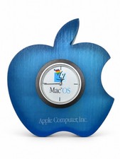 Apple Computer, Inc. Blue Apple Logo Mac OS Analog Metal Desk Clock w/ Box picture