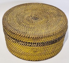 Antique North West Coast Native American Basket Outstanding Yellow Pollychrome  picture