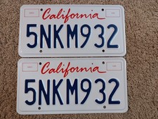 California License Plate - Matching Pair - 5 NKM 932 - Expired picture