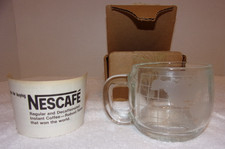 Vintage Nestle Nescafé Mug Globe World Glass Cup Coffee Tea Etched Original Box picture